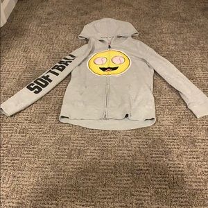 All cotton, light weight, zip up hoodie